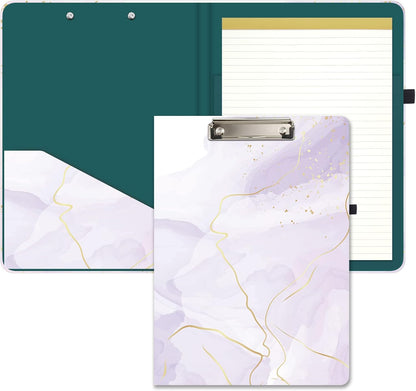 Hongri Clipboard Folio with Refillable Lined Notepad and Interior Storage Pocket for Students, Classroom, Office, Women, Man, Cute Custom Pattern, Size 12.8 x 9.2 in, Classic Flower