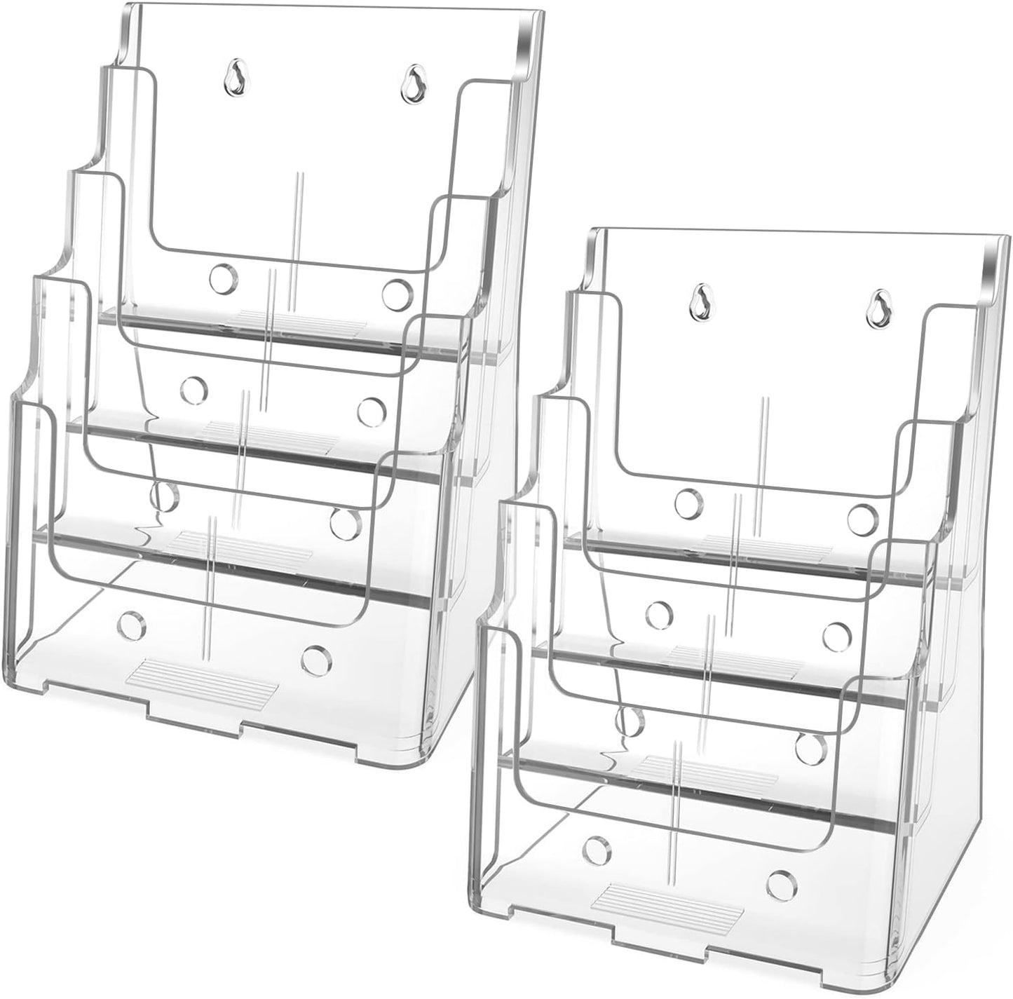 MaxGear Acrylic Brochure Holder 8.5 x 11 inch, 4 Tier Clear Literature Organizer Magazine Stand Display with Removable Divider for 4 x 9 inch Brochures, Pamphlet, Wall Mount or Countertop, 1 Pack