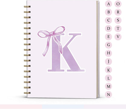 Blue Bow Journal Notebook for Girls,Initial H Journals Personalized Diary Gifts for Teen Girl Kids,Monogrammed Gifts for Women,Trendy Coquette Cute Hardcover Spiral Notebook 5.5 x 8.3 - Colors A