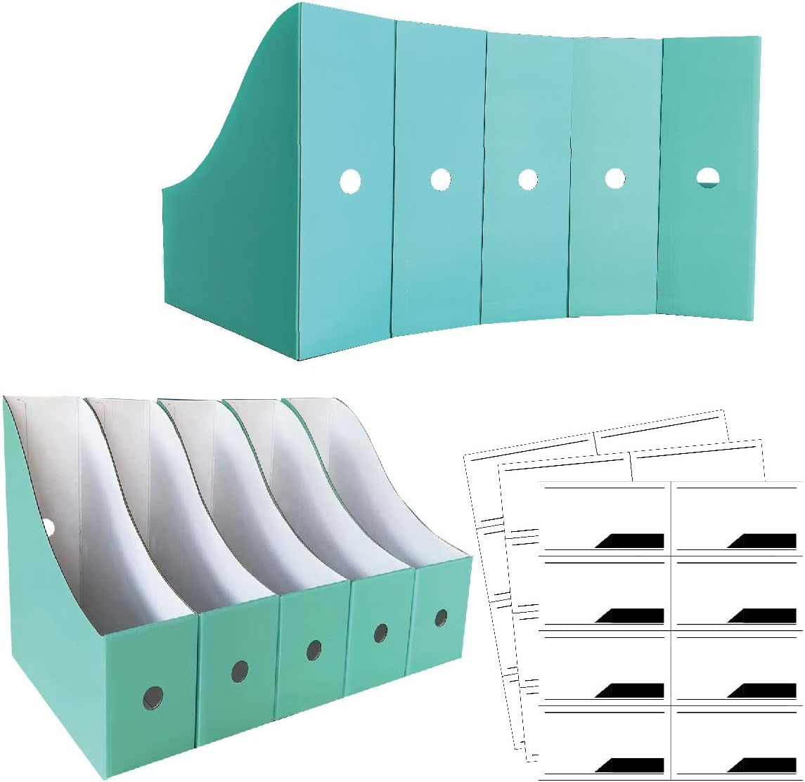 ANSSDO 12 Pack Teal Cardboard Magazine Holders, Premium Magazine File Holder for Desk, Foldable Large Volume Magazine File Organizer as Book Bins or Folder Holder for Office or School…
