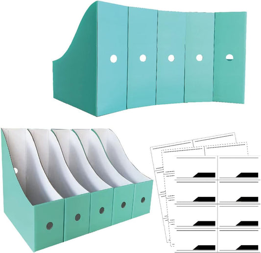 ANSSDO 12 Pack Teal Cardboard Magazine Holders, Premium Magazine File Holder for Desk, Foldable Large Volume Magazine File Organizer as Book Bins or Folder Holder for Office or School…