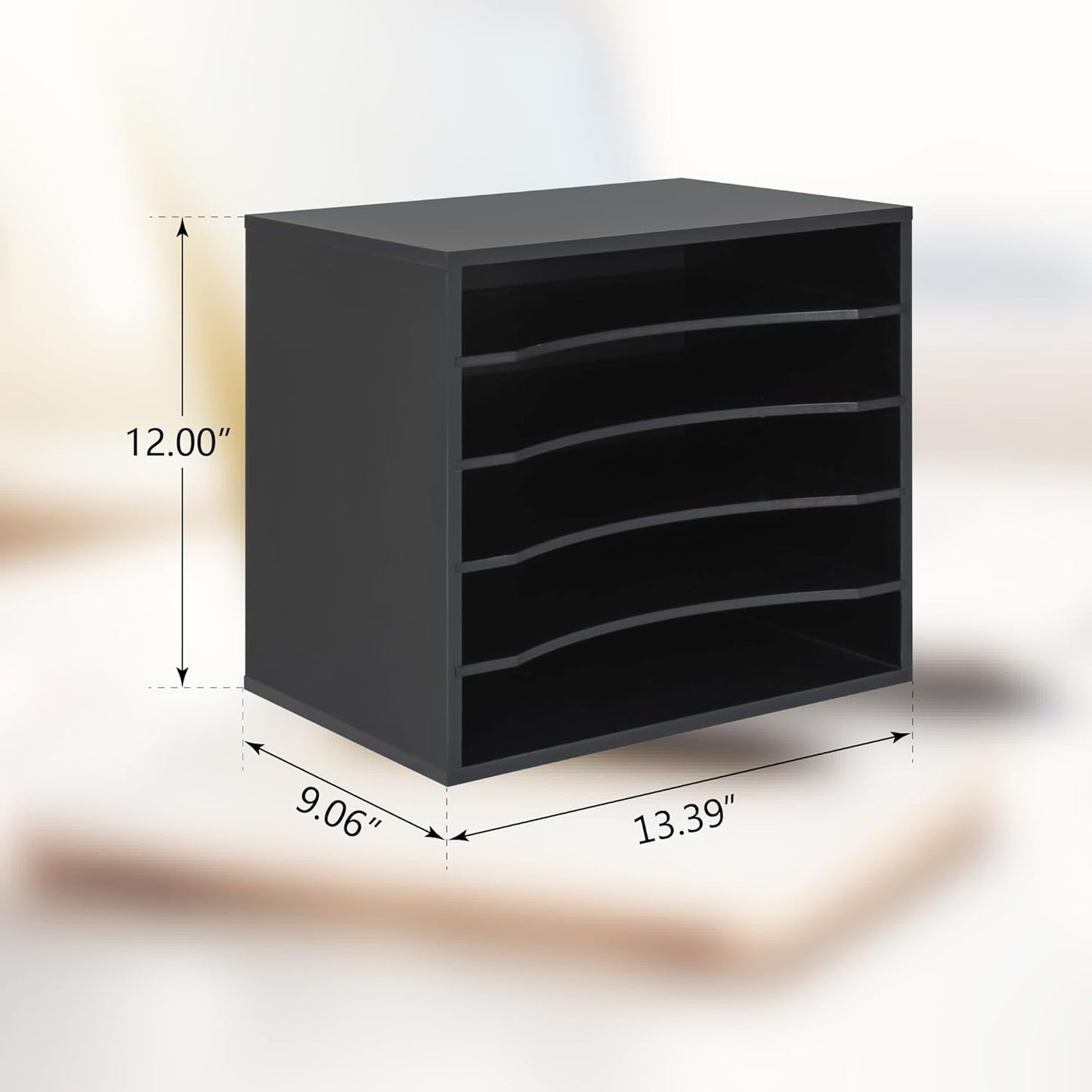 EMERIT 4-Tier Adjustable Paper Organizer, Large Capacity Desktop Organzier for Textbooks/Magazines/Office Files, Wooden Dividers, 7 lbs per Shelf, White
