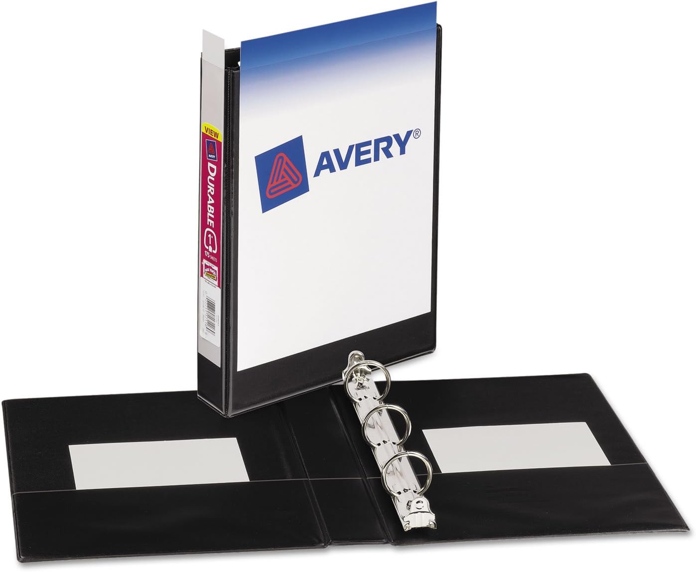 Mini Size Durable View Binder with Round Rings, 3 Rings, 1" Capacity, 8.5 x 5.5, Black