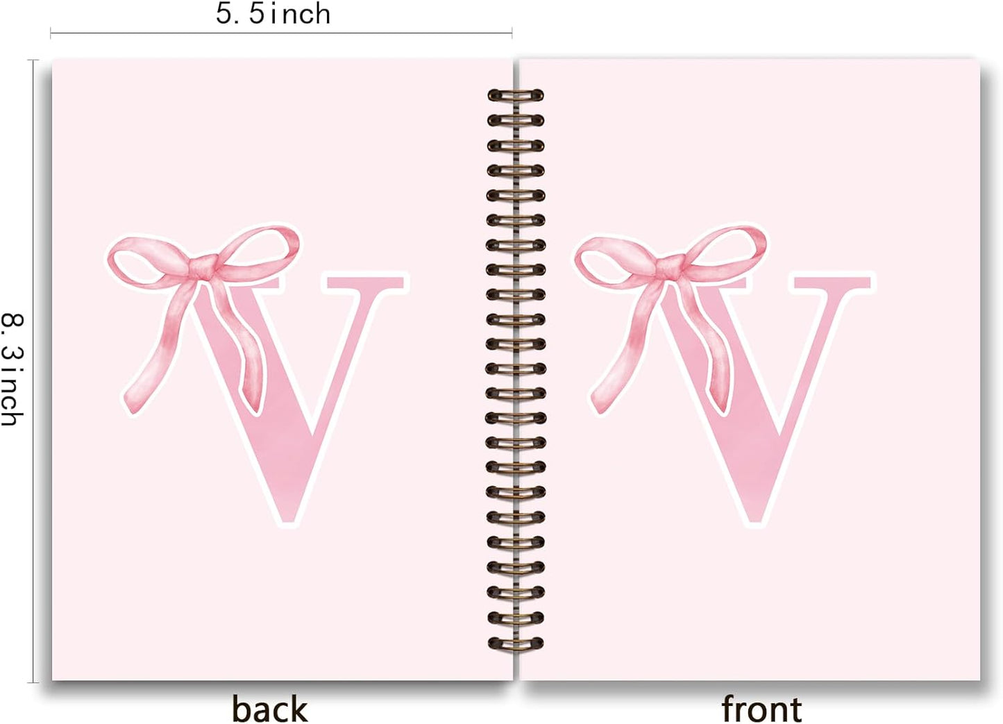 Blue Bow Journal Notebook for Girls,Initial H Journals Personalized Diary Gifts for Teen Girl Kids,Monogrammed Gifts for Women,Trendy Coquette Cute Hardcover Spiral Notebook 5.5 x 8.3 - Colors B