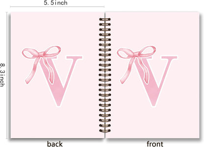 Blue Bow Journal Notebook for Girls,Initial H Journals Personalized Diary Gifts for Teen Girl Kids,Monogrammed Gifts for Women,Trendy Coquette Cute Hardcover Spiral Notebook 5.5 x 8.3 - Colors B