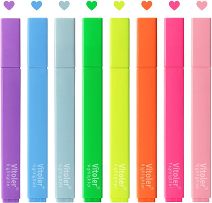 Highlighters, 8 Colors Chisel Tip Highlighters, No Bleed Bible Highlighters for Journaling Planner Notes Supplies