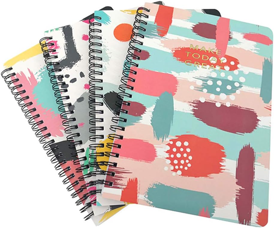 4 Pack A5 Spiral Notebook Journal,Wirebound Ruled Sketch Book Notepad Diary Memo Planner,A5 Size(8.3X5.7) & 80 Sheets (Floral)