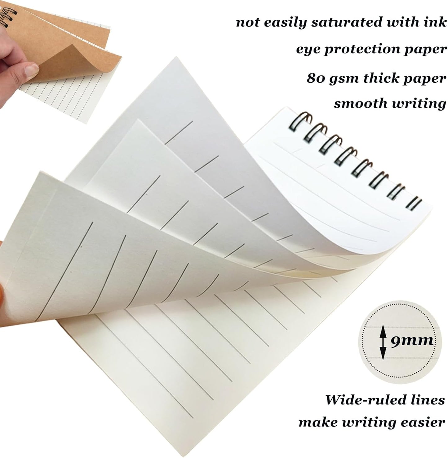 12Pack Pocket Notebooks, 3x5 Inch 60 Sheets/120 Pages 9MM Wide Ruled‌ Mini Kraft Spiral Notebook, Small Notepads, Top Bound Pocket Size Note Pads With Lined Pages,Memo Pads For Home,School,Office(12)