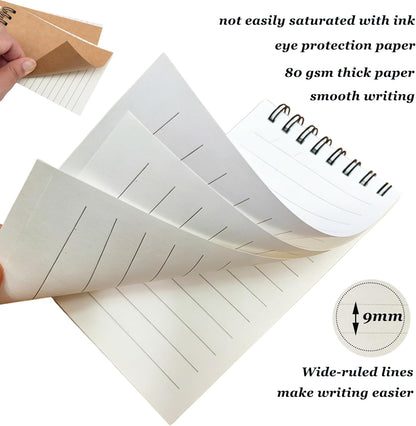 12Pack Pocket Notebooks, 3x5 Inch 60 Sheets/120 Pages 9MM Wide Ruled‌ Mini Kraft Spiral Notebook, Small Notepads, Top Bound Pocket Size Note Pads With Lined Pages,Memo Pads For Home,School,Office(12)