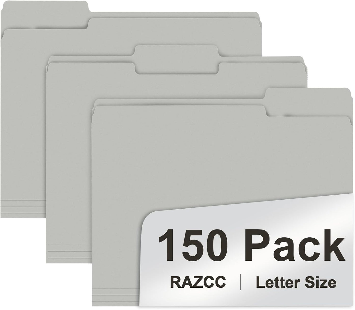 File Folder, RAZCC 150 Pack 1/3 Cut Tab File Folders Letter Size, Manila Folders, Folders with Tab, Great for Organizing and Easy File Storage
