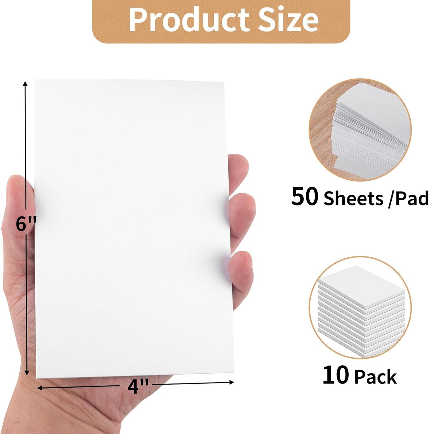 Hoiny Note Pads 5.5x8.5 In, 10 Pack Blank Server Notepad, 50 Sheets Per Scratch Memo Pads for Grocery Shopping To Do Lists, Small White Paper for Writing Quick Notes Work Home Office