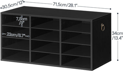 HOOBRO Countertop Mail Sorter Organizer, Wooden Literature Organizer, Student Mailbox for Classroom, Desktop Bill Organizer for Office Home School, 12 Compartments Rustic Brown FG43WF01