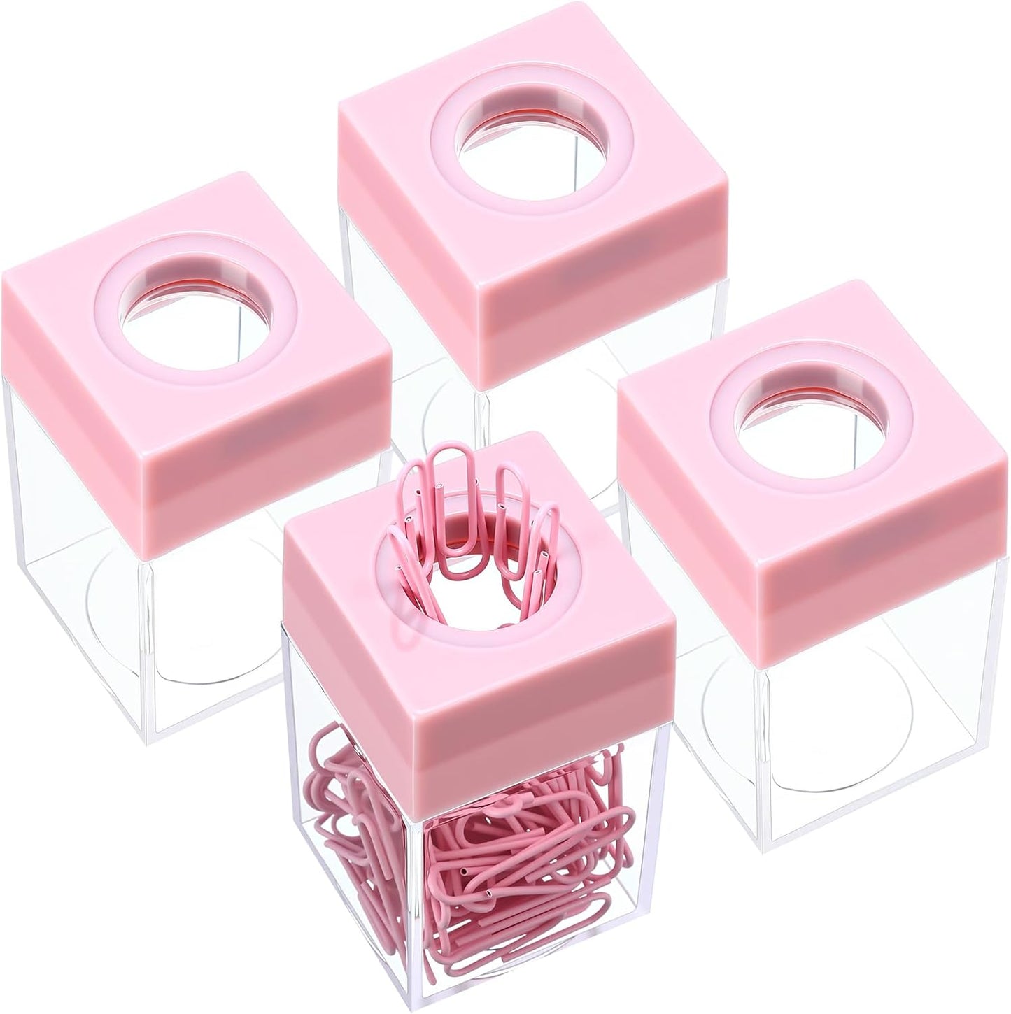 Outus 4 Pieces Magnetic Paper Clip Dispenser Holder Paperclip Dispenser for Desk, School, Office(Black)