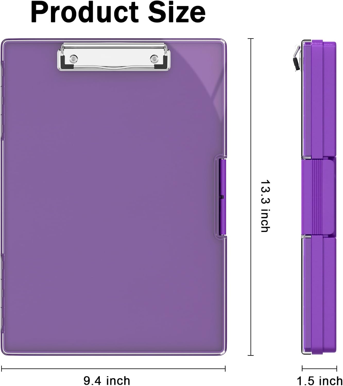 Rimilak Plastic Clipboard with Storage, Side Opening with 2 Compartment, Size 13.3 x 9.4 x 1.5 Heavy Duty High Capacity Nursing Box for Work School & Office Supplies, Black