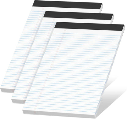 6 Pack Legal Pads 8.5 x 11 College Ruled Notepads, White Note Pads 8.5'' x 11'' Writing Pads Narrow Ruled Lined Paper Pads, 30 Sheets Per Note Pad, Legal Notepads for Work Study Daily Note Taking List