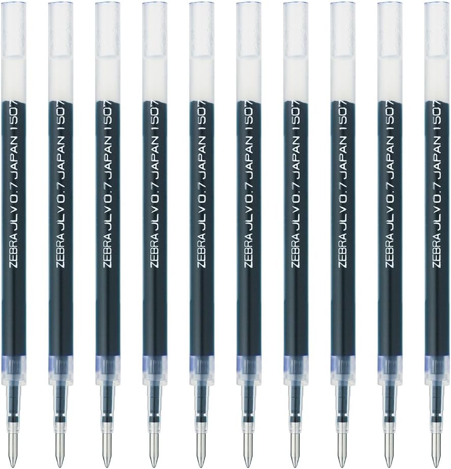 Zebra B-RJLV7-BK Gel Ballpoint Pen Refill, Sarasa Dry JLV-0.7 Lead, Black, 10 Count