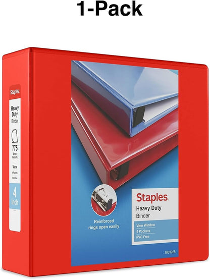 Staples Heavy-Duty 2-Inch D-Ring View Binder, Reinforced Spine, Holds Up to 450 Sheets, Gray, for Office & School
