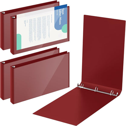 8 Pcs 11 x 17 Inches View Binders 1 Inch 3 Rings Heavy Duty View D Ring Binders Economy Holds 11" x 17" Paper for Artwork Blueprints, Office, Home, Work Places (Black)