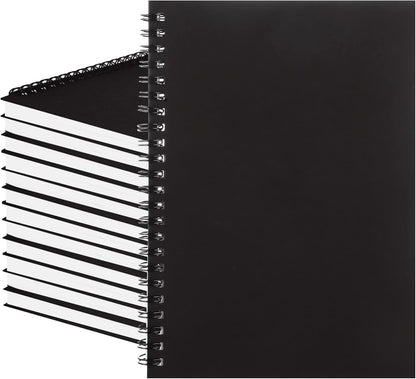 MIVIDE 24 Pack A5 Bulk Spiral Notebooks with Kraft Cover, 8.3 x 5.8 Inch 120 Pages Hardcover Spiral Lined Notebook Journal, Lined Travel Bulk Writing Notebook for School Office Supplies(Black, Kraft)