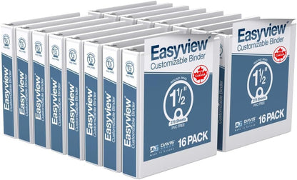Easyview Premium 3-Ring Binders with Clear-View Covers and Round Rings, Binders for School or Office, 1 Inch, Pack of 6, Navy Blue