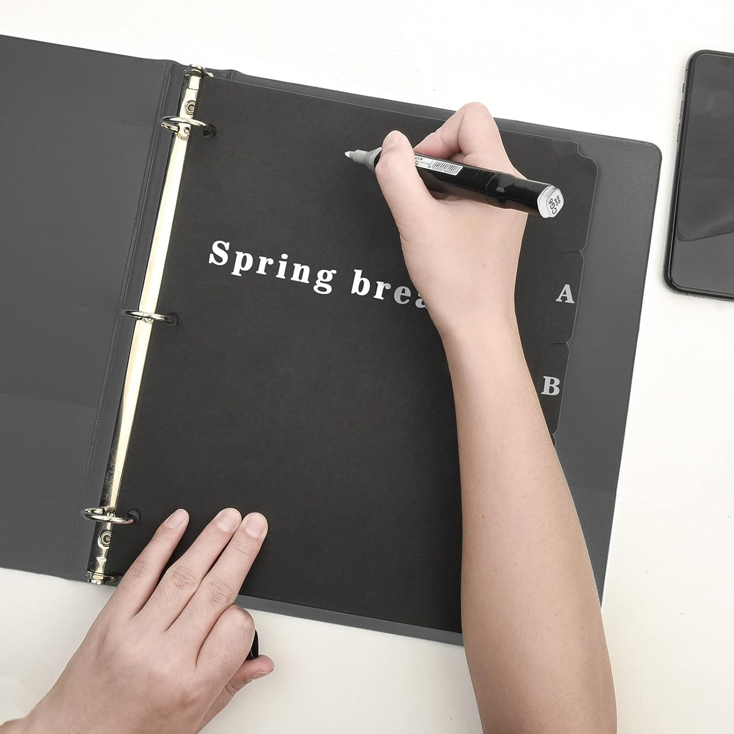 3 Ring Binder Dividers with 5-Tabs for Letter Size, 1/5 Cut, 3-Hole Punched, Blank Kraft Paper Index Dividers 8.5” x 11” for Extra Durable for College, Adults