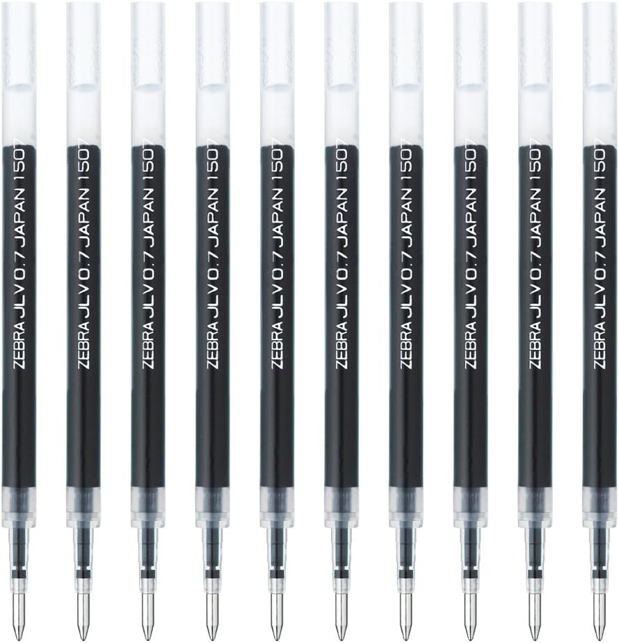 Zebra B-RJLV7-BK Gel Ballpoint Pen Refill, Sarasa Dry JLV-0.7 Lead, Black, 10 Count