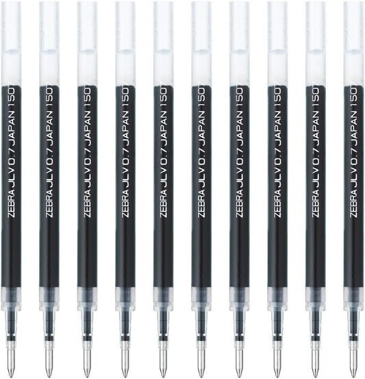 Zebra B-RJLV7-BK Gel Ballpoint Pen Refill, Sarasa Dry JLV-0.7 Lead, Black, 10 Count