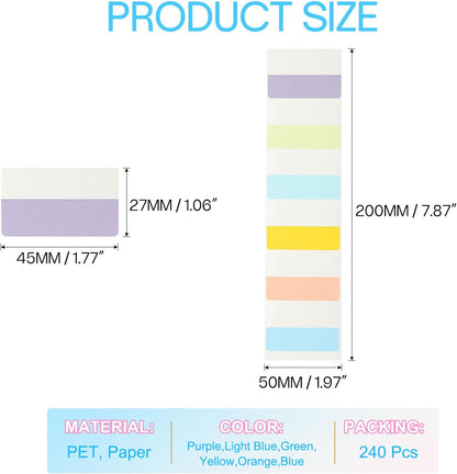 PATIKIL Clear Index Sticky Tabs, 240 Pcs Large Transparent Sticky Notes Bookmarks Planner Stickers Page Tabs for Office Notebooks File Folder Ledger Book, Gradient Purple