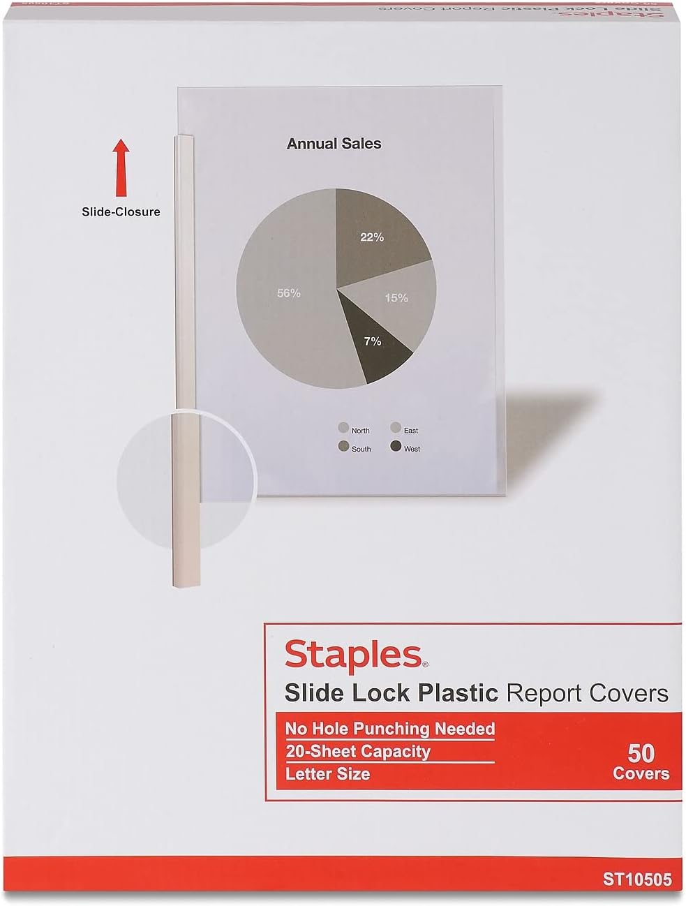 Staples Slide-Grip Report Covers – Punchless Binding Covers for Documents & Presentations, 50-Pack