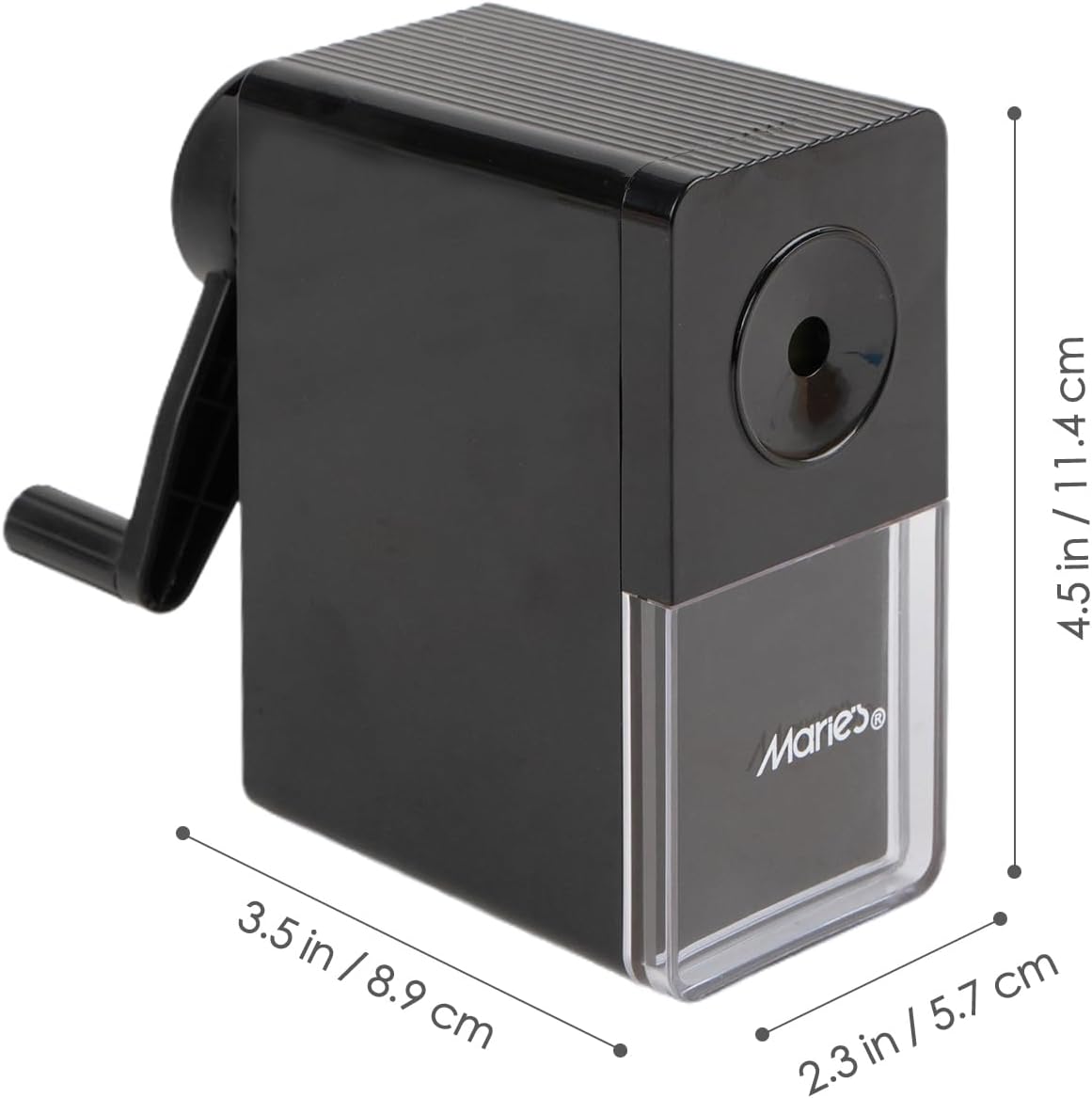 Marie's Long Point Manual Pencil Sharpener, 5-Level Adjustable Hand Crank Sharpener with Large Shavings Box for Art Sketching and Classroom, for Artists and Students