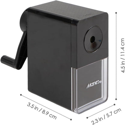 Marie's Long Point Manual Pencil Sharpener, 5-Level Adjustable Hand Crank Sharpener with Large Shavings Box for Art Sketching and Classroom, for Artists and Students