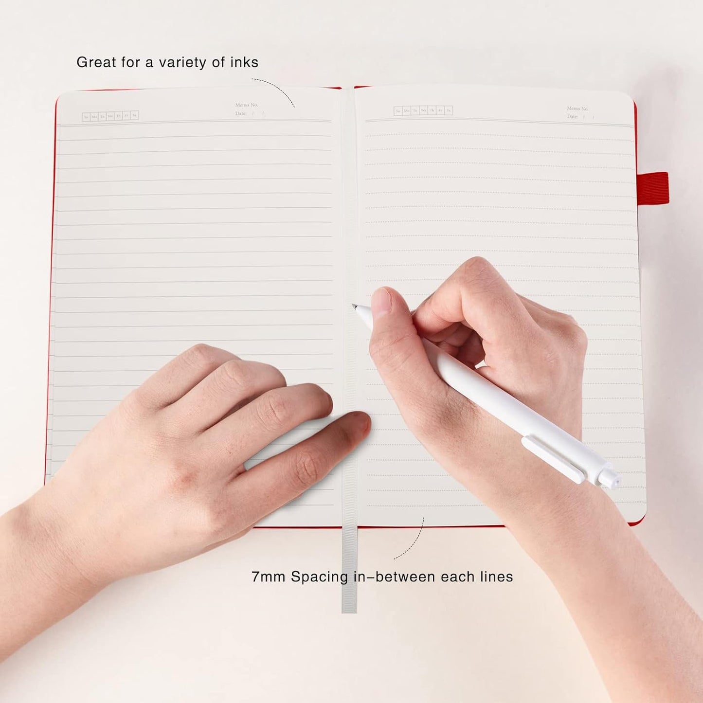 Deziliao Lined Journal Notebooks with Pen Loop, Hardcover Notebook Journal for Work, 100Gsm Premium Thick Paper with Inner Pocket, Medium 5.7"x8.4", （Black, Ruled）