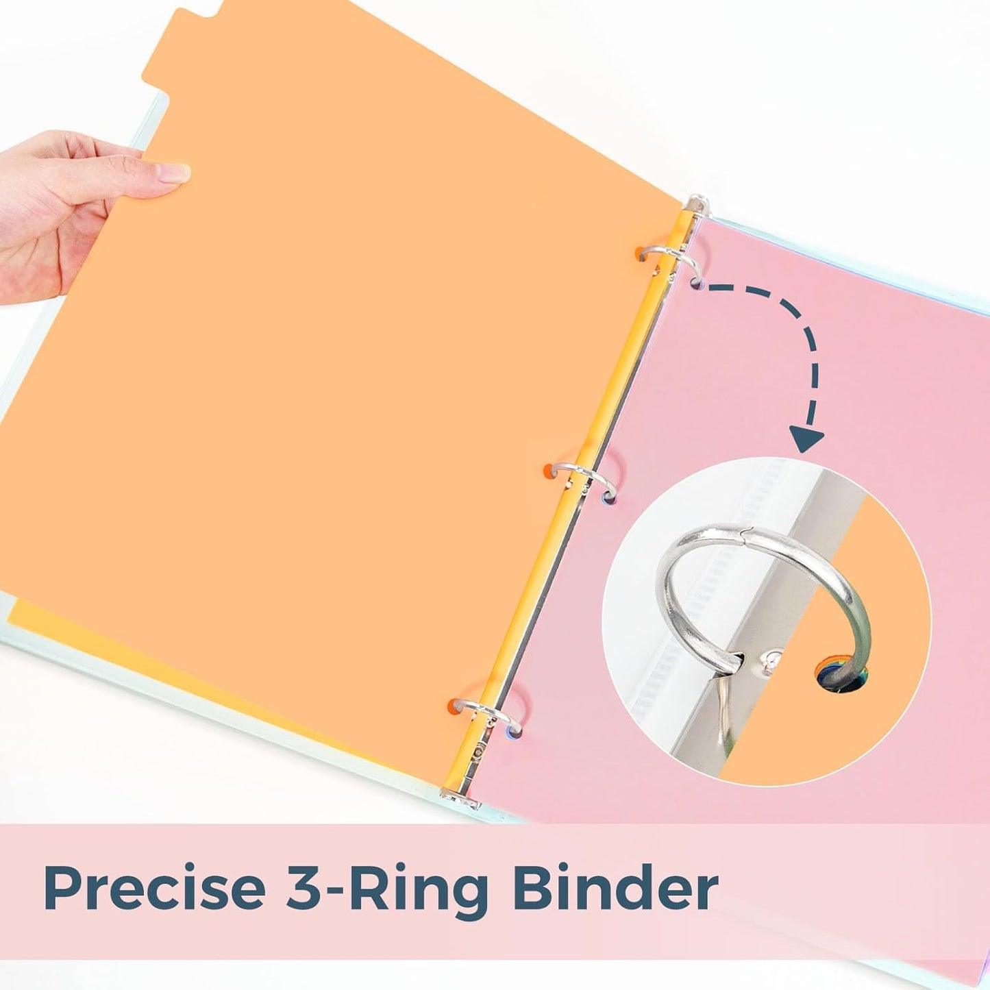 SUNEE 8 Tab Binder Dividers,Plastic Dividers for 3 Ring Binder,3 Ring Binder Dividers with Tabs for School Office Home Supplies,Pastel Color, 1 Set