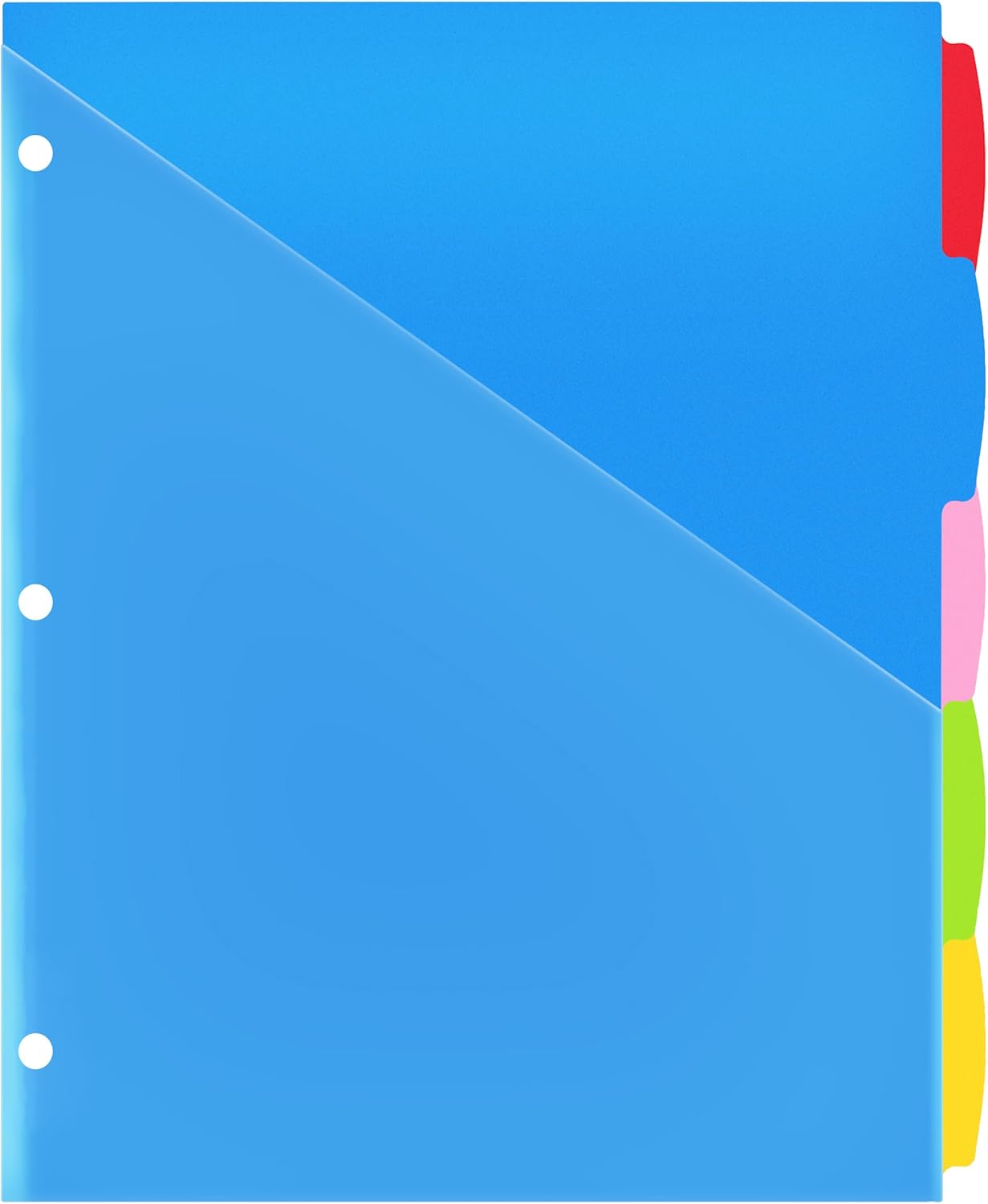 WOT I Durable 5-Tab Binder Dividers with Clear Pocket - 3 Sets, Reusable Plastic Dividers for 3 Ring Binder, 5 Vibrant Colors, Tear-Resistant, Total 15 Tabs (School & Office Supplies)