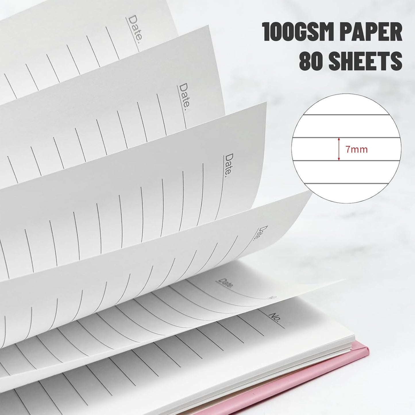 Lined Spiral Notebook B5 Black Journal 7.48'' X 10.18''-4 Pack 7mm College Ruled Hardcover Notebooks 160 Pages 100GSM Thick Paper for Note Taking School Office Supplies