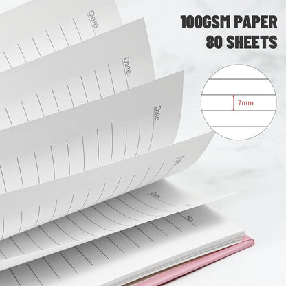 Lined Spiral Notebook B5 Black Journal 7.48'' X 10.18''-4 Pack 7mm College Ruled Hardcover Notebooks 160 Pages 100GSM Thick Paper for Note Taking School Office Supplies