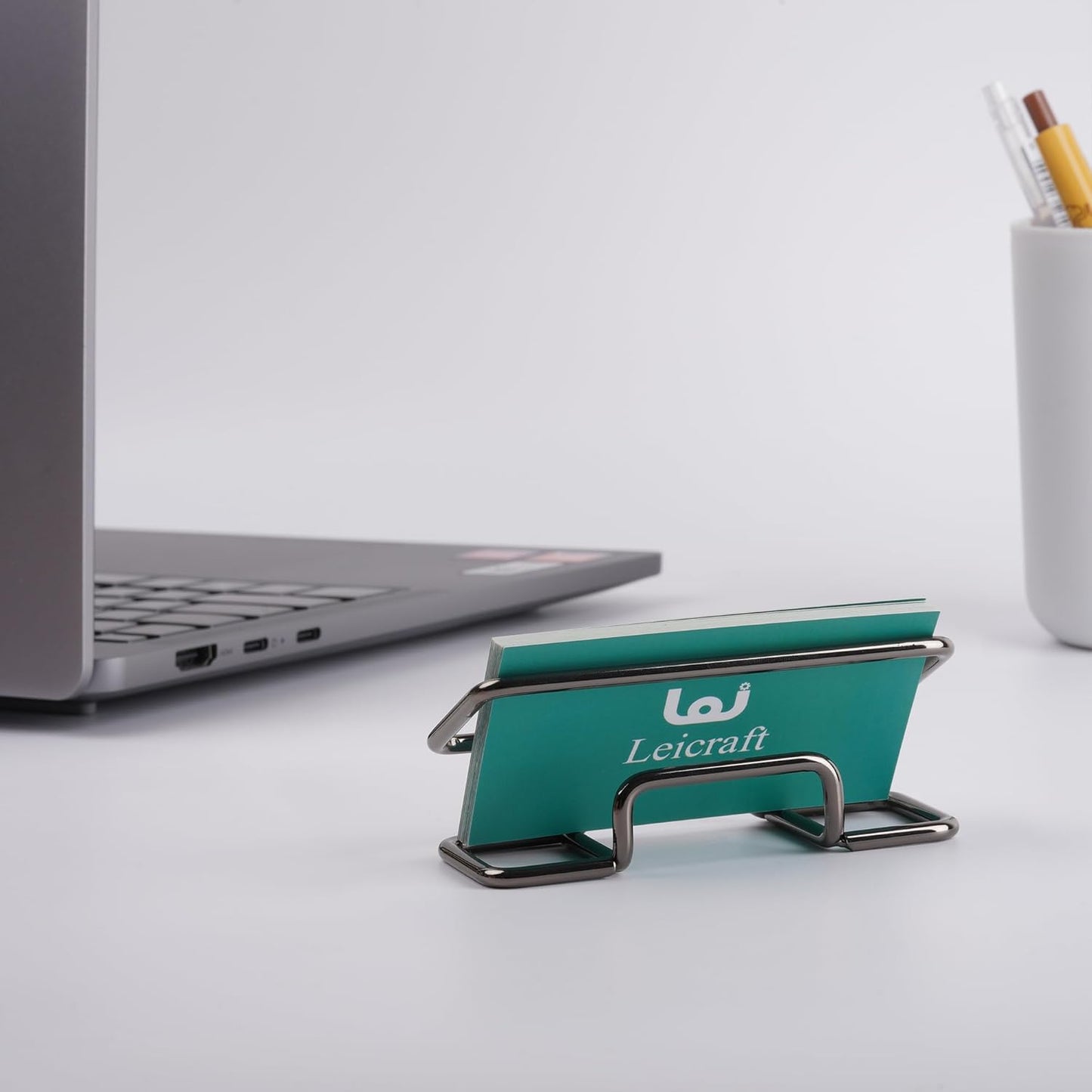 Business Card Holder for Desk, Cute Metal Card Organizers and Office Desk Accessories for Men and Women (Golden)