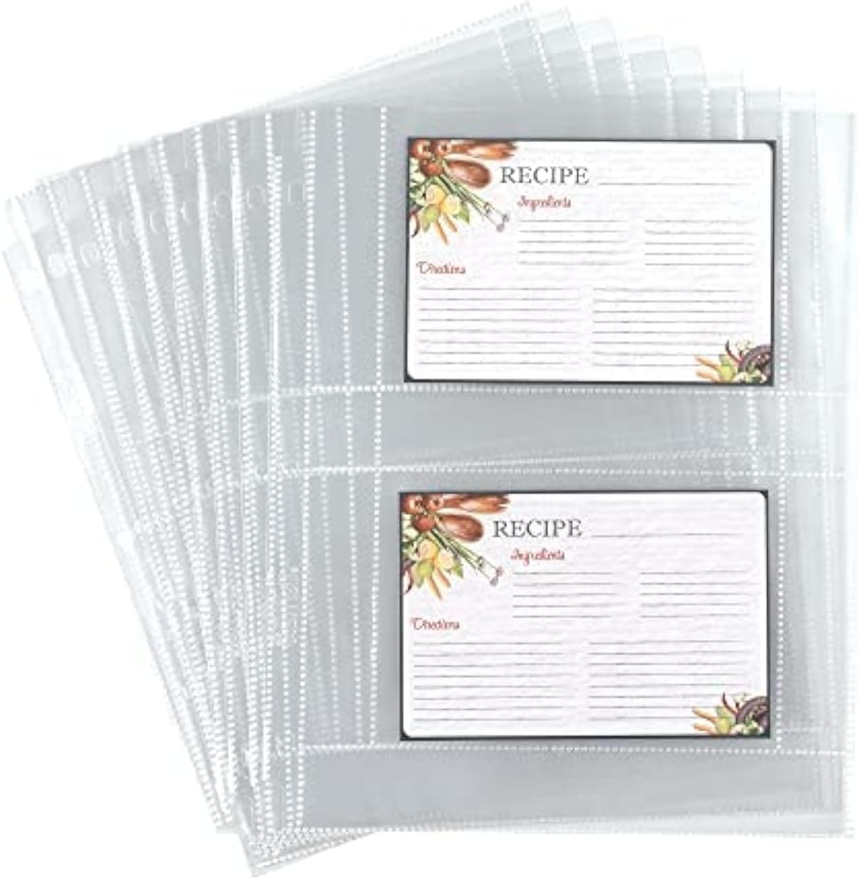 Samsill 8 Tab Recipe Dividers, Recipe Sleeves, Sheet Protector Dividers, with Tab Inserts, Clear, Super Heavyweight, Top Loading, 3 Hole Punched for Standard Letter Size Binders, Archival Safe
