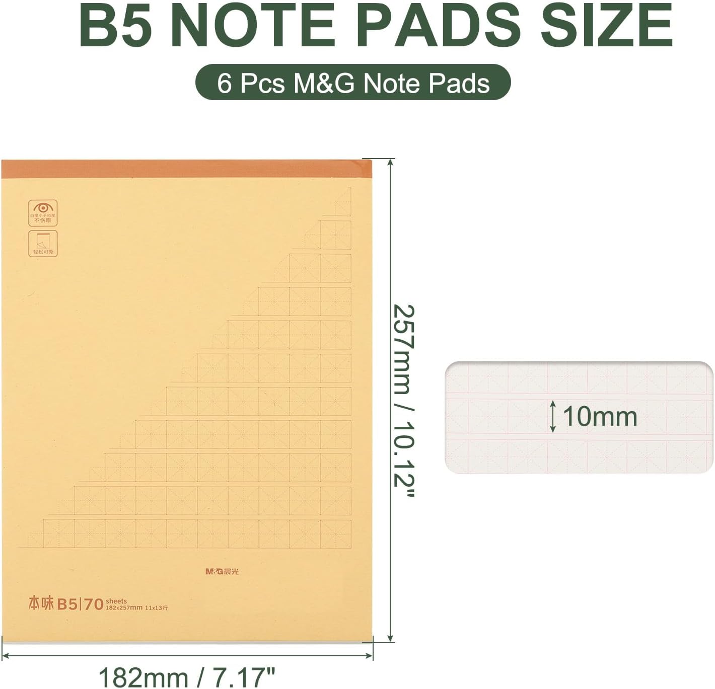 M&G 7x10 Note Pads, 6 Pack B5 Legal Pads 70 Sheets Notepads Writing Pad College Ruled Lined Memo Paper Tablet for Work Writing Note Taking