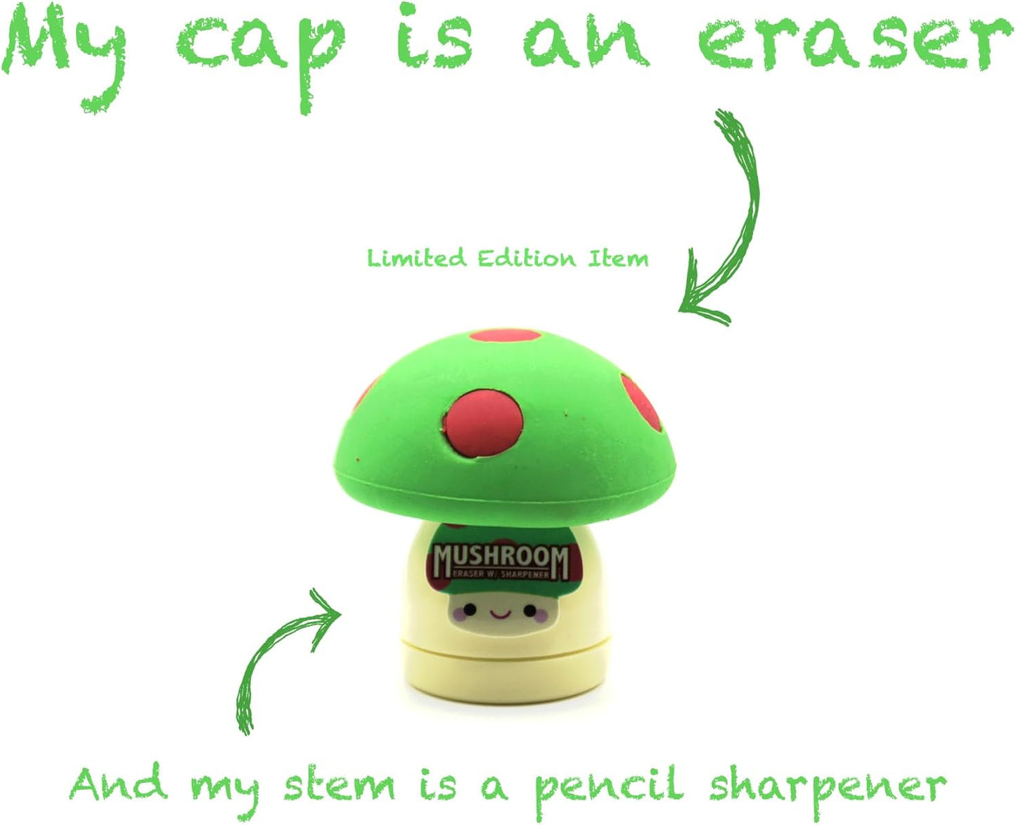 Limited Edition Mushroom Eraser and Pencil Sharpener (RED Cap W/Yellow DOTS)