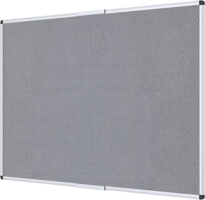 VIZ-PRO Large Fabric Bulletin Board/Foldable Notice Board Felt Gray, 60 X 48 Inches, Silver Aluminium Frame