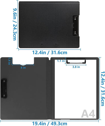 Clipboard Folder, A4 Foldable Clipboards, Office Clipboard Folder with Double Clips Metal Clip, 360 Degree Foldable Storage Clipboards for Office, School or Medical Field, Blue