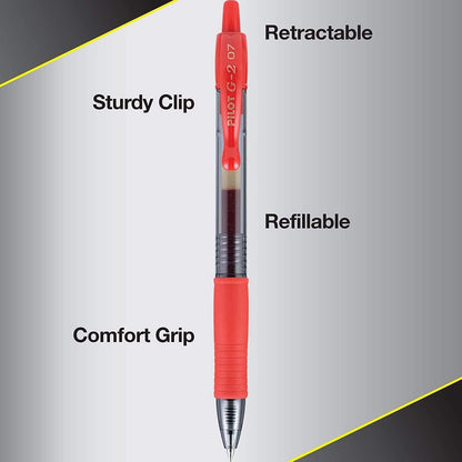PILOT G2 Premium Refillable and Retractable Rolling Ball Gel Pens, Fine Point, Black Ink, 4-Pack (31057)