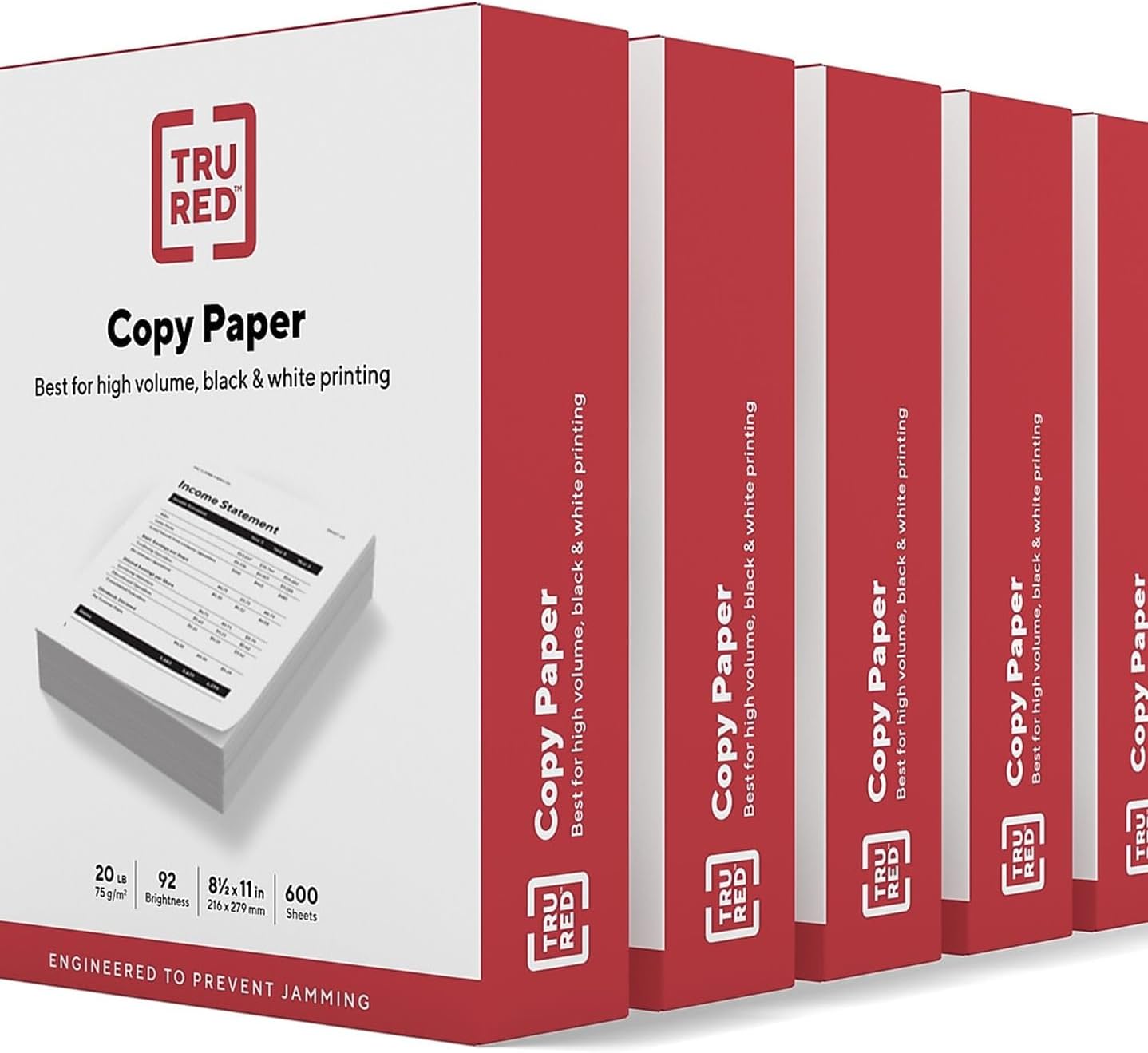 TRU RED 8.5x11 Copy Paper 20 lb. 92-Bright 5000 Sheets/Carton, For Office, School & Home