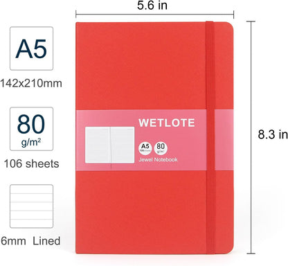 Line Hardcopy Notebook - 5"x8"- Sourced from sustainable and excellent quality paper, minimalist, natural, portable and flexible design, suitable for office, school(red)