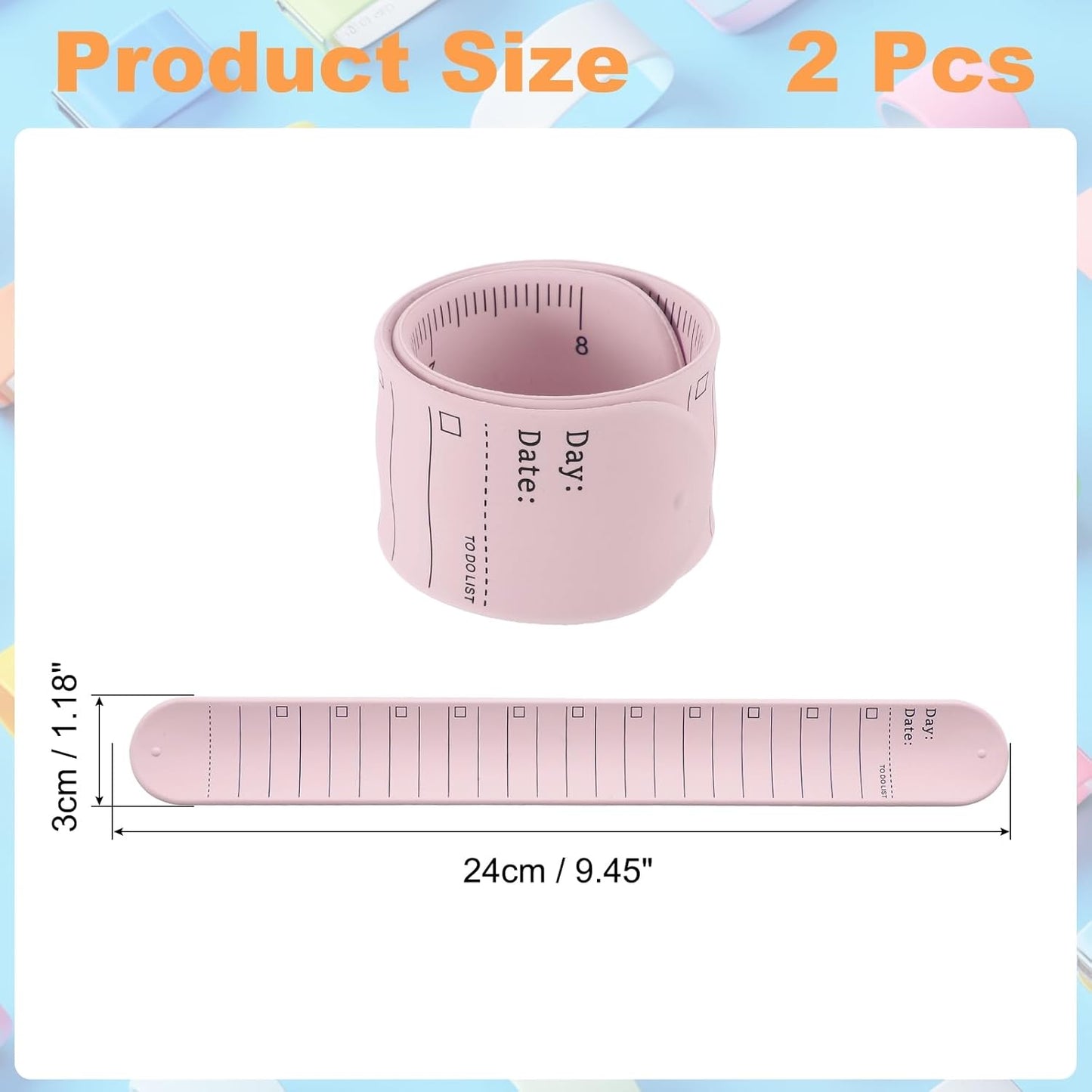 uxcell 2Pcs Writable Wrist Band, 9.45" x 1.18" Waterproof Slap Bracelet Reusable Writable Erasable to Do List Silicone Memo Wrist Bands for Planner Reminder (White)