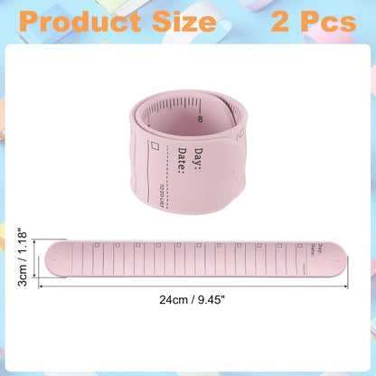 uxcell 2Pcs Writable Wrist Band, 9.45" x 1.18" Waterproof Slap Bracelet Reusable Writable Erasable to Do List Silicone Memo Wrist Bands for Planner Reminder (White)
