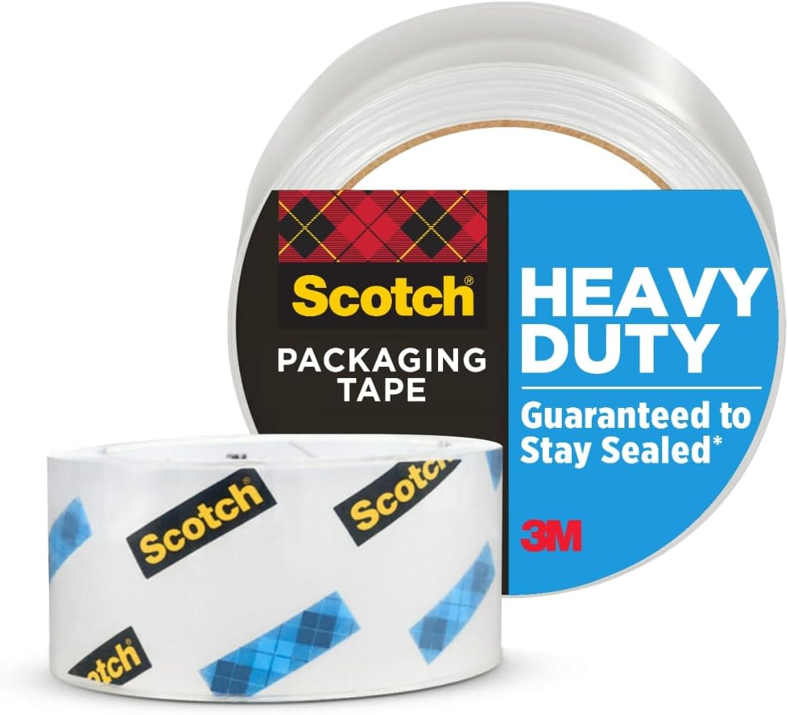 Scotch Heavy Duty Shipping Packing Tape, Clear, Shipping and Packaging Supplies, 1.88 in. x 54.6 yd., 1 Tape Roll