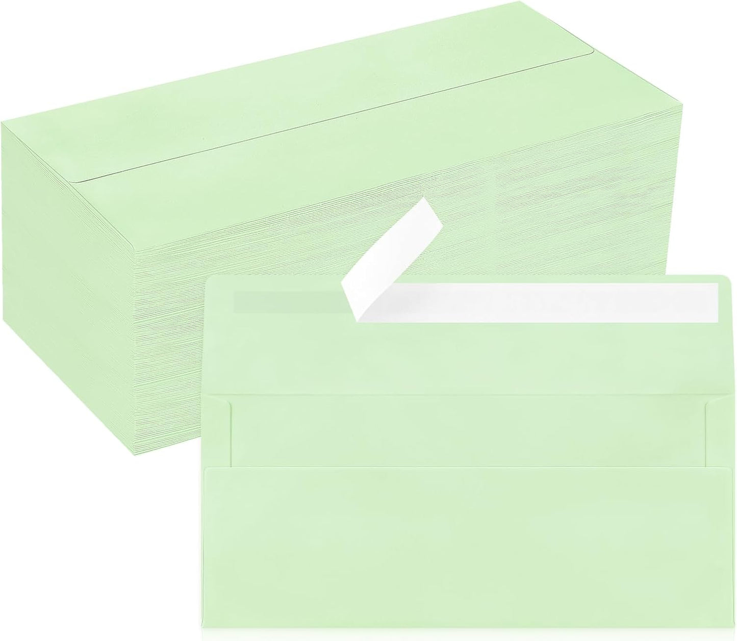 50 Pack #10 Business Envelopes, Sage Green Standard Envelopes Self Seal, Letter Size Mailing Envelopes for Checks Letters Invoices Statements Birthday Graduation Wedding, 4 1/8 x 9 1/2 Inch
