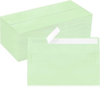 50 Pack #10 Business Envelopes, Sage Green Standard Envelopes Self Seal, Letter Size Mailing Envelopes for Checks Letters Invoices Statements Birthday Graduation Wedding, 4 1/8 x 9 1/2 Inch